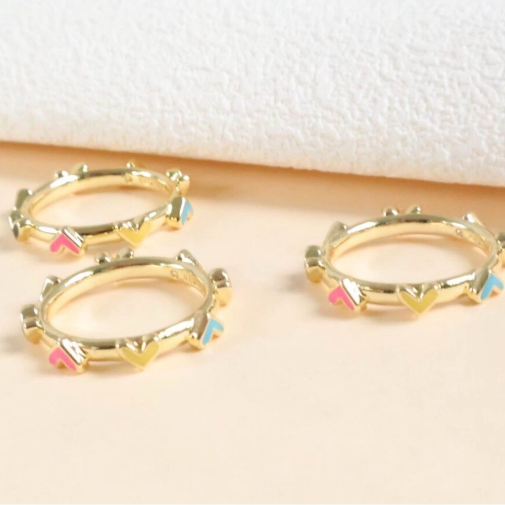 💜NWT💜Kendra Scott Gold Rings with Pink and Blue Accents sz 7